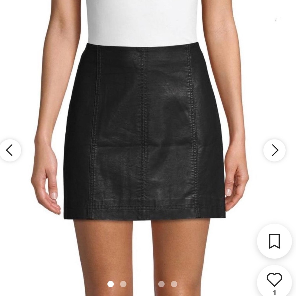 Free People Black Faux Leather Mini Skirt